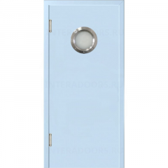 Маятниковая дверь пластиковая гладкая Kapelli Classic голубой RAL 5024